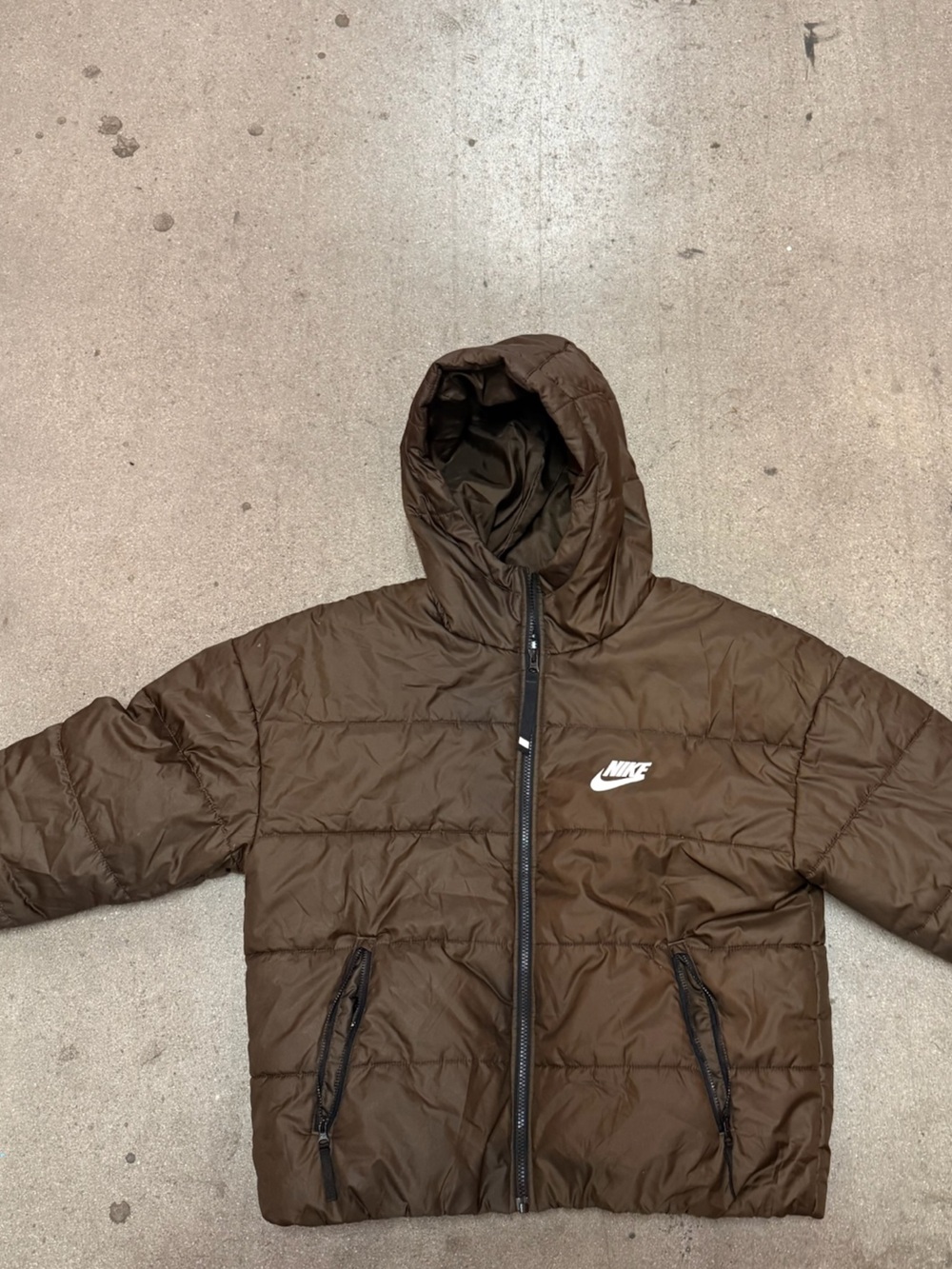 Nike Brown Hooded Quilted Puffer Jacket